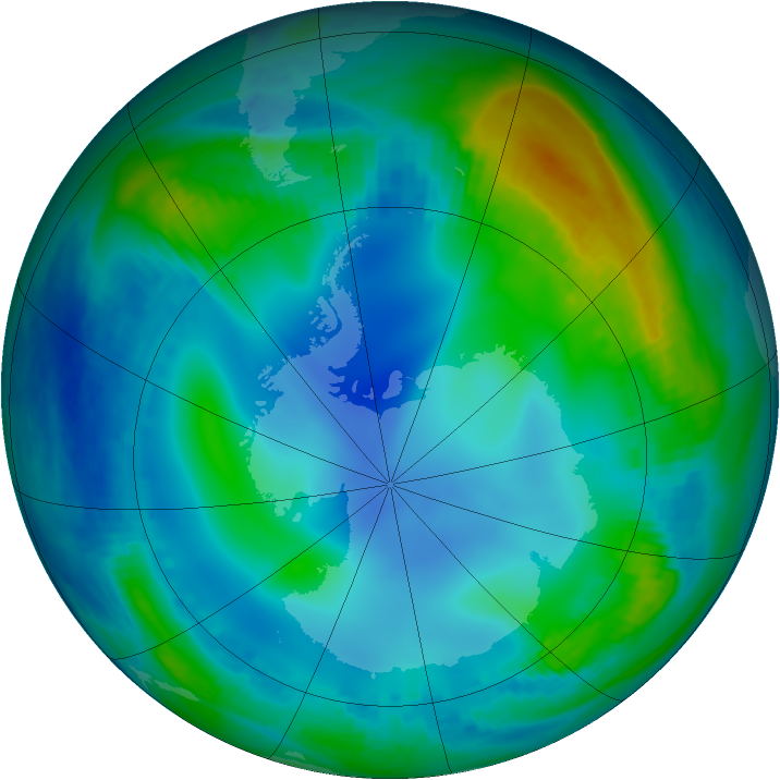 Antarctic ozone map for 03 June 2000
